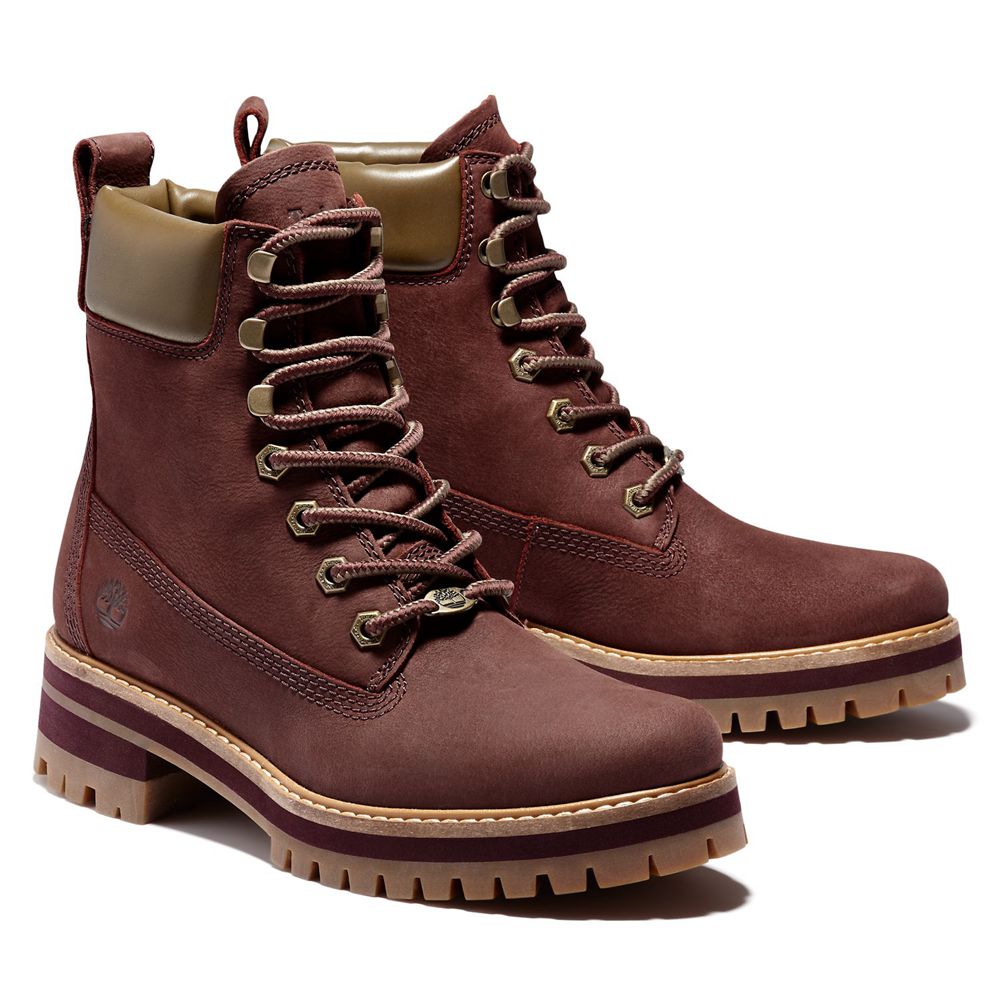 Bototos Timberland Mujer 6-Inch Courmayeur Valley Burdeos - Chile YLX-642730